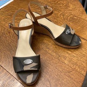Coach camo wedge sandals
